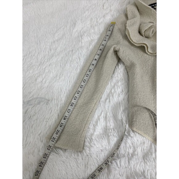 Revue Blazer Jacket Size M Beige Metallic 100% Wool Bow Tie Ruffle Long Sleeves - Picture 9 of 14